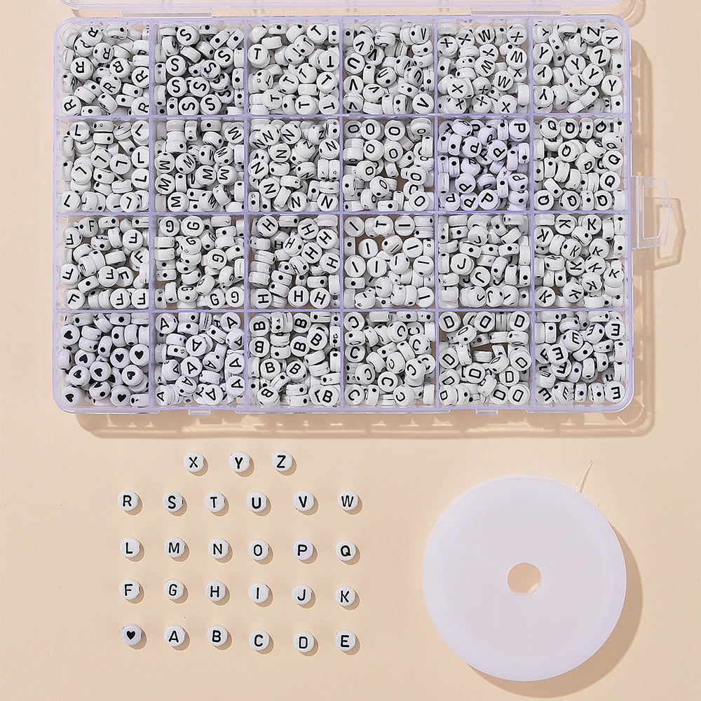 24 Grids High Quality Acrylic 26 English Letter Round Bead Box DIY Children's Early Education Handmade Bead Set