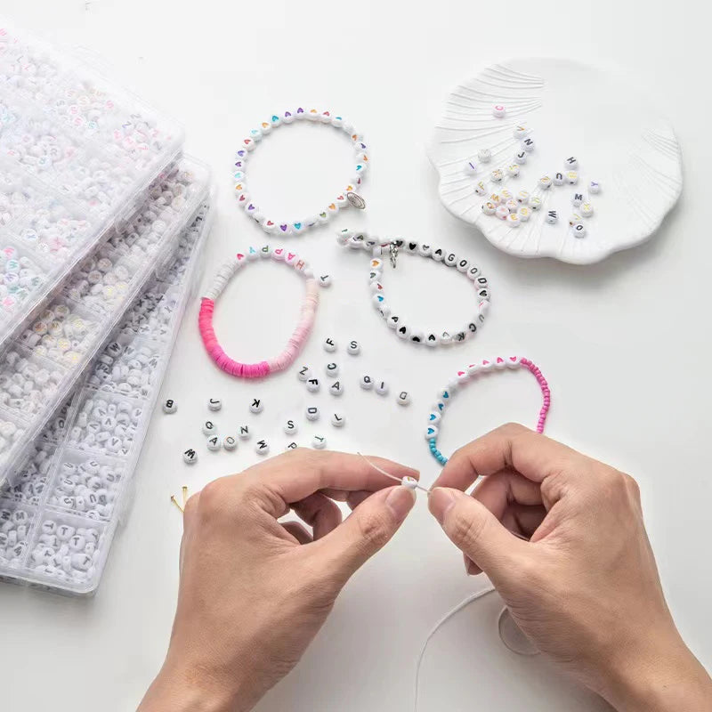 24 Grids High Quality Acrylic 26 English Letter Round Bead Box DIY Children's Early Education Handmade Bead Set