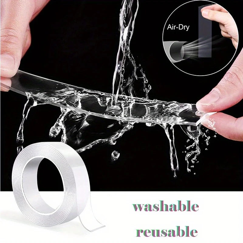 "Versatile Reusable Double-Sided Waterproof Adhesive Tape - Perfect for Kitchen and Bathroom Supplies"