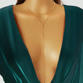 Golden Fringe Necklace with Long Gold Chain Glamorous Accent for Any Ensemble