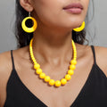 Bohemian Vacation Eye-catching Jewelry set Beads Collar Chunky Necklace and Circle Dangle Earrings Exaggerated Jewelry Set
