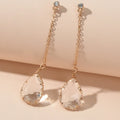 Stunning Transparent Water Drop Chain Crystal Dangle Stud Earrings Girls Eardrop