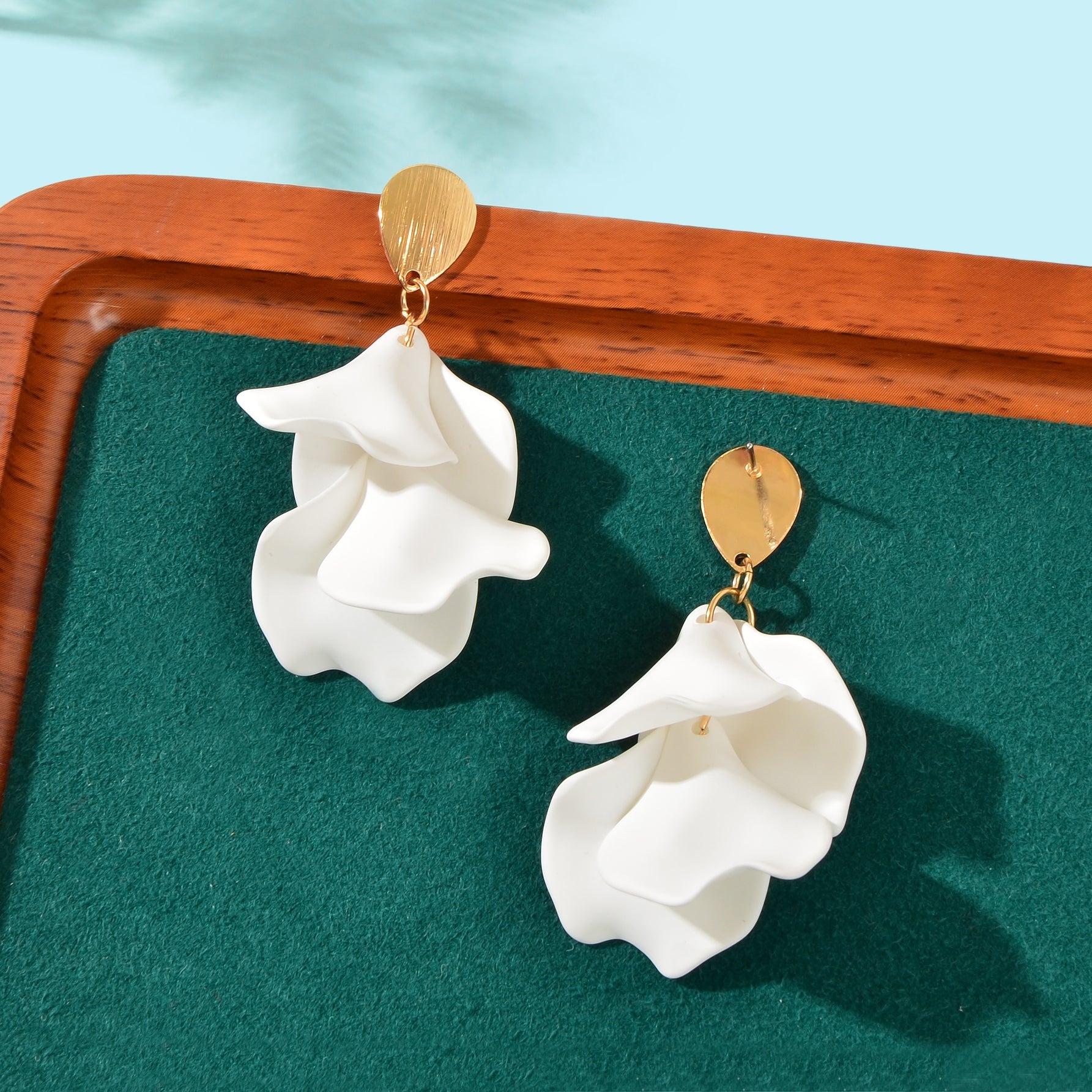 1pair Elegant Flower Petal Dangle Earrings for Women Daily Dating Party Jewelry