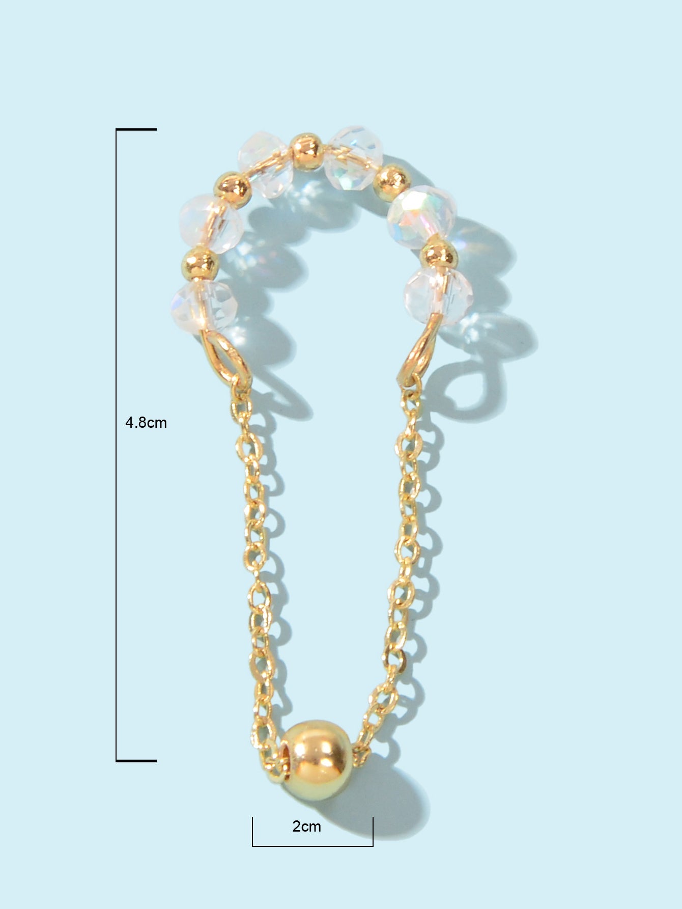 Gold Tassel Ball Ear Clip Non-Piercing Cartilage Earrings Unisex Ear Cuff 1 pc-2