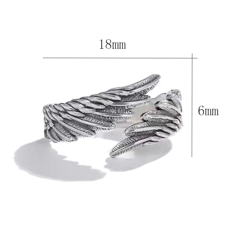 2pcs Vintage Angel Bat Wing Demon Eye Hip Hop Adjustable Couples Rings for Men Women Retro Silver Color Jewelry Party Daily
