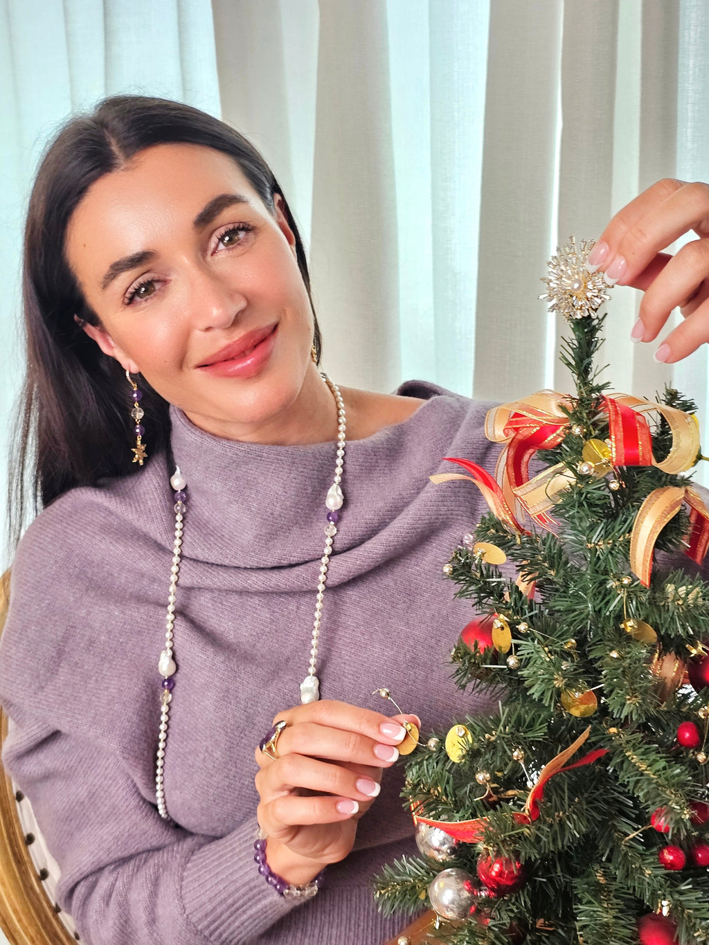 Baroque Pearls With Amethyst Long Necklace QN024