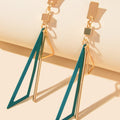 Gold Metal Geometric Triangle Dangle Stud Earring Women Textured Accessories
