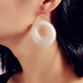 Unique Designer White Circle Big Chunky Dangle Earrings for Women Party Holiday
