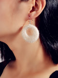 Unique Designer White Circle Big Chunky Dangle Earrings for Women Party Holiday