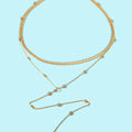Golden Fringe Necklace with Long Gold Chain Glamorous Accent for Any Ensemble