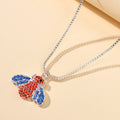 Birthday Gifts Silver Chain Red Blue Rhinestone Bee Pendant Necklace Jewellery