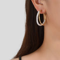 Good Quality Pearl Gold Metal Double layer Circle Chunky Hoop Huggie Earrings