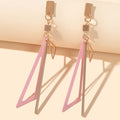 Gold Metal Geometric Triangle Dangle Stud Earring Women Textured Accessories