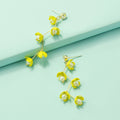 Exquisite Pearl Yellow Flower Dangle Pendant Earrings for Women Trendy Jewellery