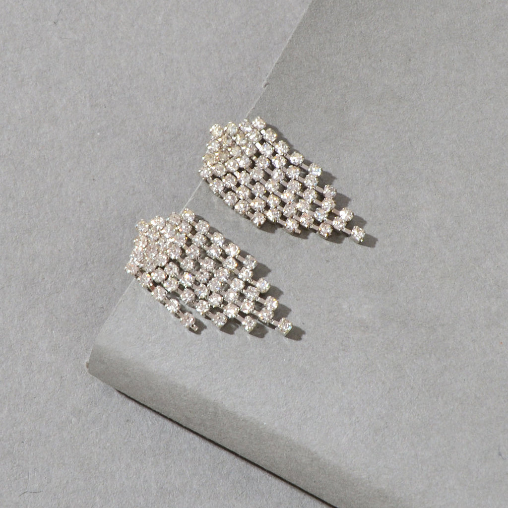 Sparkly Full Rhinestone Chandelier Tassel Linear Drop Earrings Bridal Jewellery-0