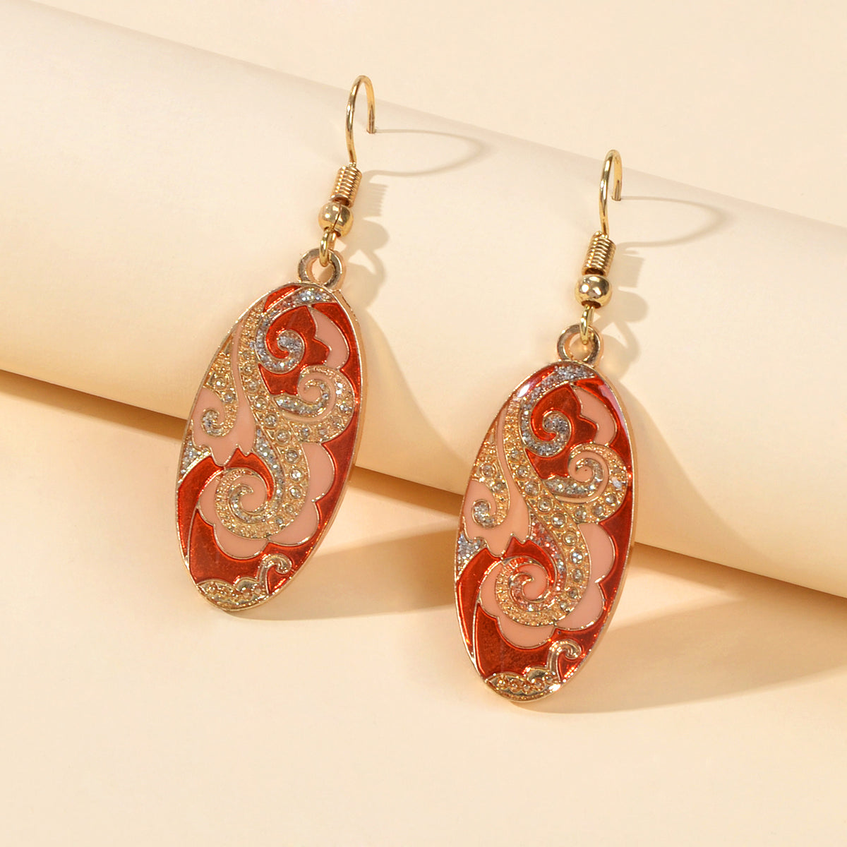 Traditional Indian Ethnic Jewellery Rhinestone Oval Dangle Bohemian Earrings