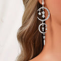 Starry Nights Long Earrings with Multiple Star Moon Pendants Celestial Glamour