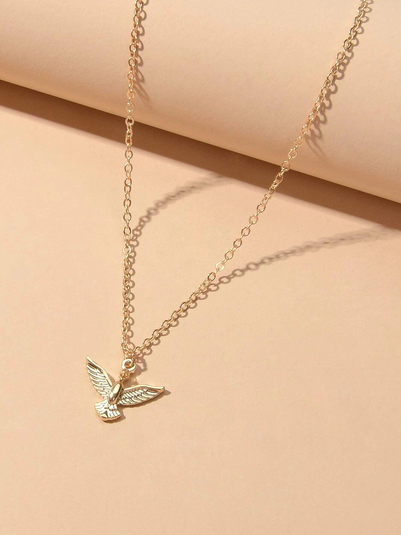 Fashion Accessories Minimalist Gold Chain Bird Pendant Necklace Women Jewellery-2