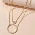 2 pcs Gold Silver Chain Rhinestone Round Circle Pendant Necklace Jewellery Gift