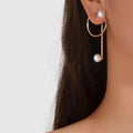 Fashion Jewellery Pearl Gold Circle Stud Curve Stud Earrings Ear Party Teen Gift
