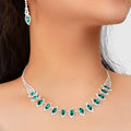 Luxurious Jewellery Set Green Imitation Gemstone Collar Necklace Dangle Earrings