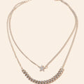 Punk Rock Double layer Silver Chain Star Charm Necklace Women Party Jewellery