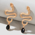 Snake Drop Earrings Dangle Big Green Rhinestone Emerald Charm Stud Punk Jewelry