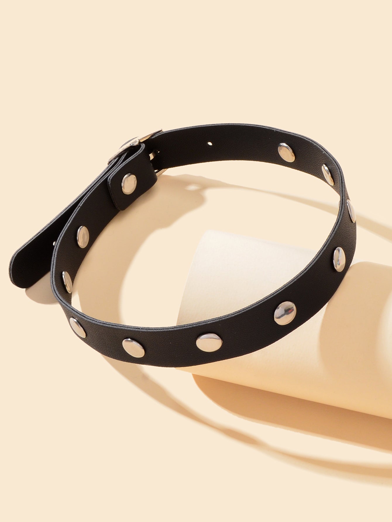 Hip Hop Style Belt Design Adjustable Leather Choker Punk Rock PU Gothic Necklace-1