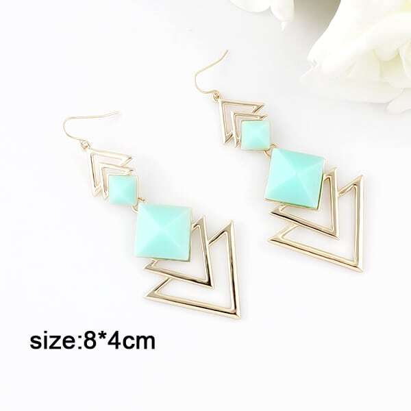 Trendy Jewellery Pink Blue Acrylic Triangle Geometric Earrings Wholesale Price