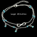 1 pc Double layer Chain Turquoise Infinity Anklet Barefoot Foot Beach Jewellery
