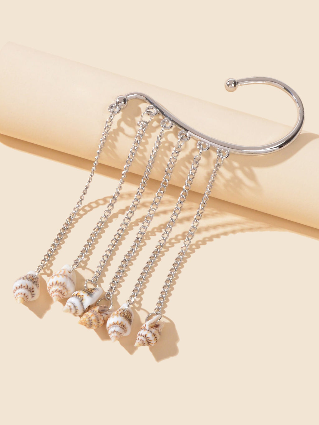 1 pc Boho Chic Long Chain Tassel Conch Ear Cuff Cartilage Wrap Around Earring
