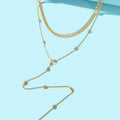 Golden Fringe Necklace with Long Gold Chain Glamorous Accent for Any Ensemble