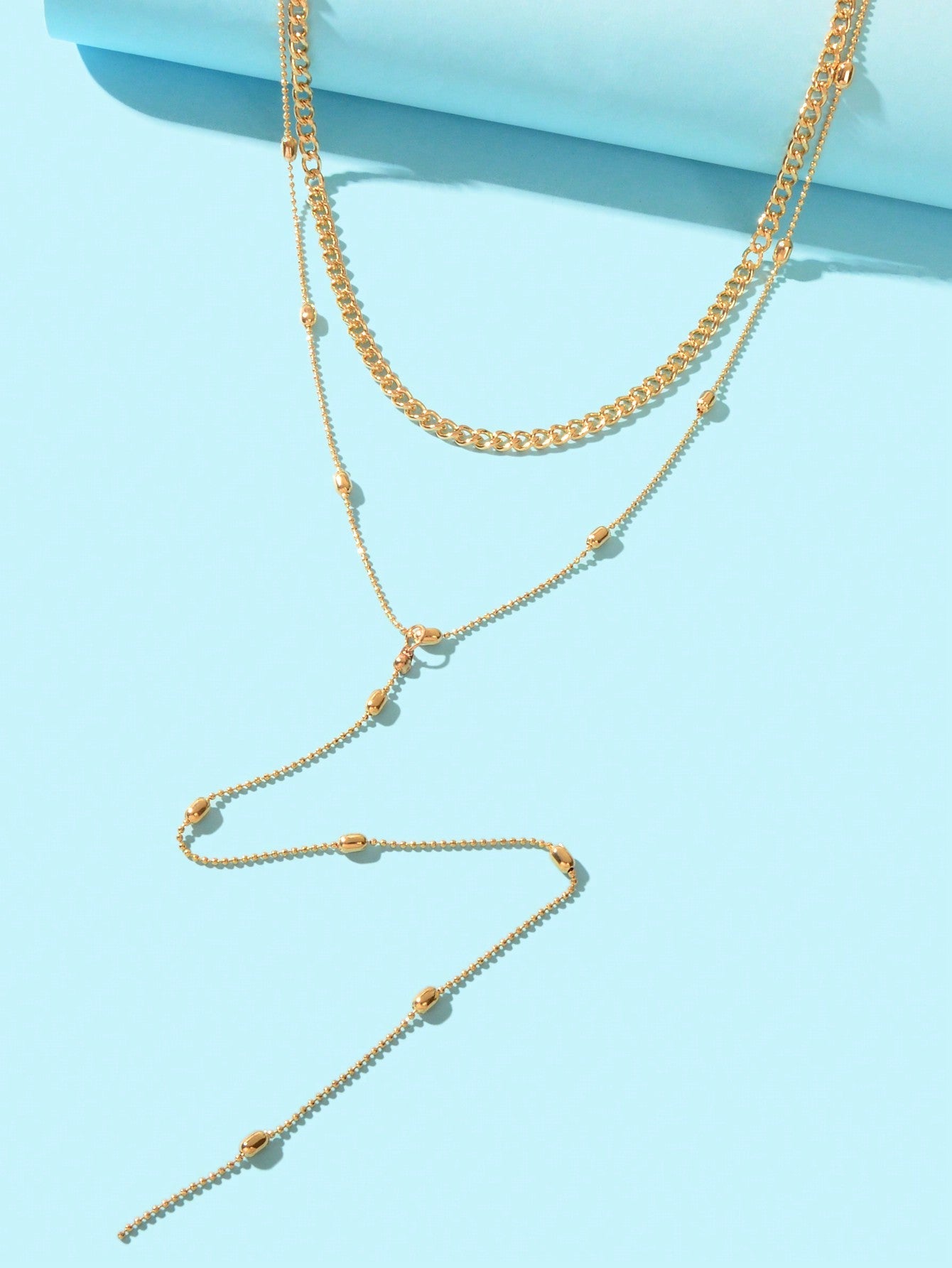 Golden Fringe Necklace with Long Gold Chain Glamorous Accent for Any Ensemble-2