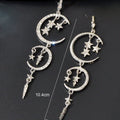 Starry Nights Long Earrings with Multiple Star Moon Pendants Celestial Glamour