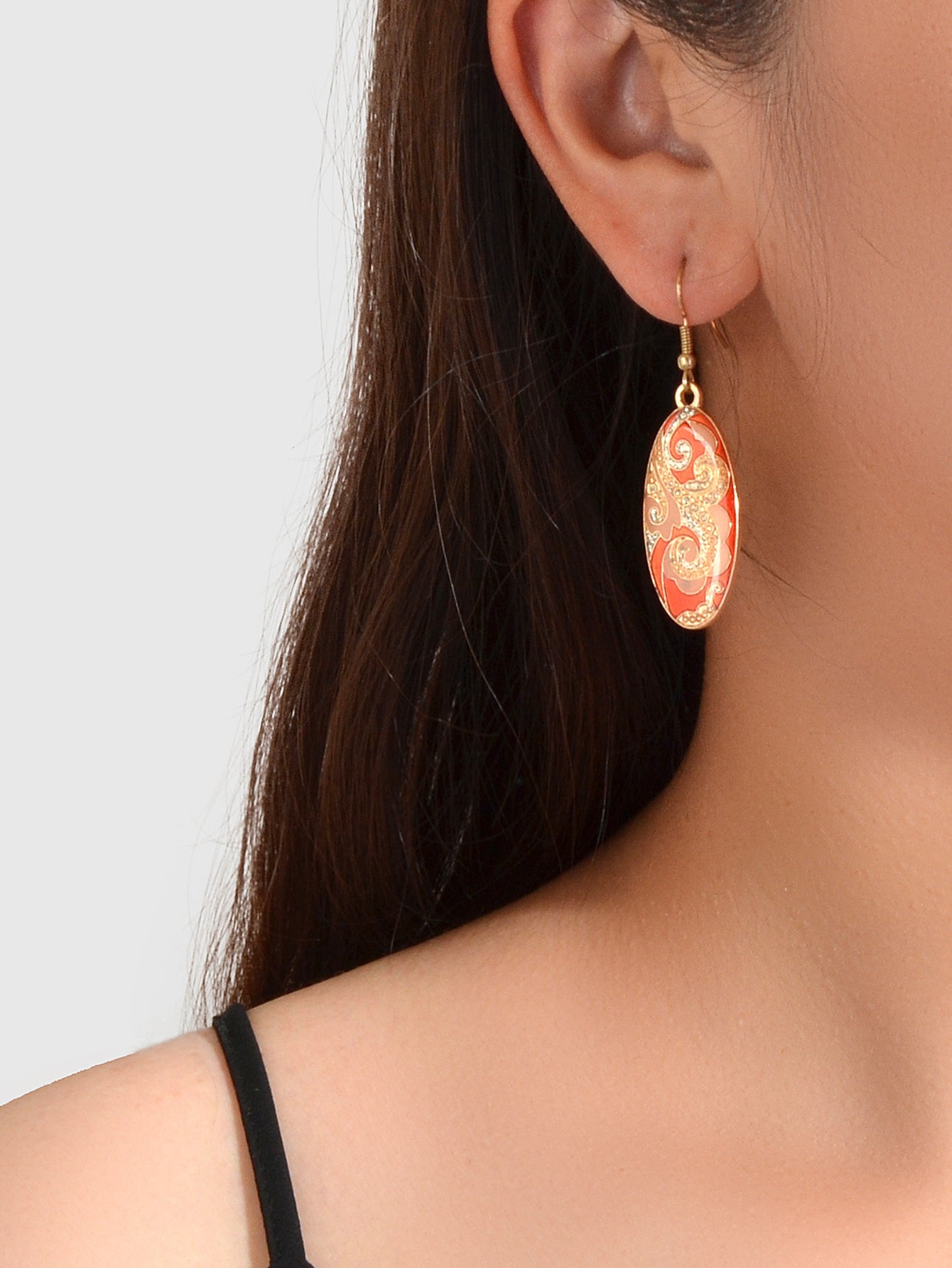 Traditional Indian Ethnic Jewellery Rhinestone Oval Dangle Bohemian Earrings