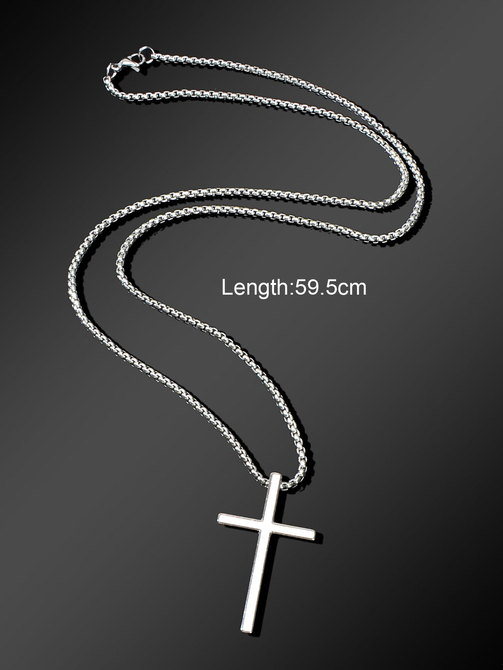 Punk Rock Titanium Steel Silver Long Chain Cross Pendant Necklace for Men Party