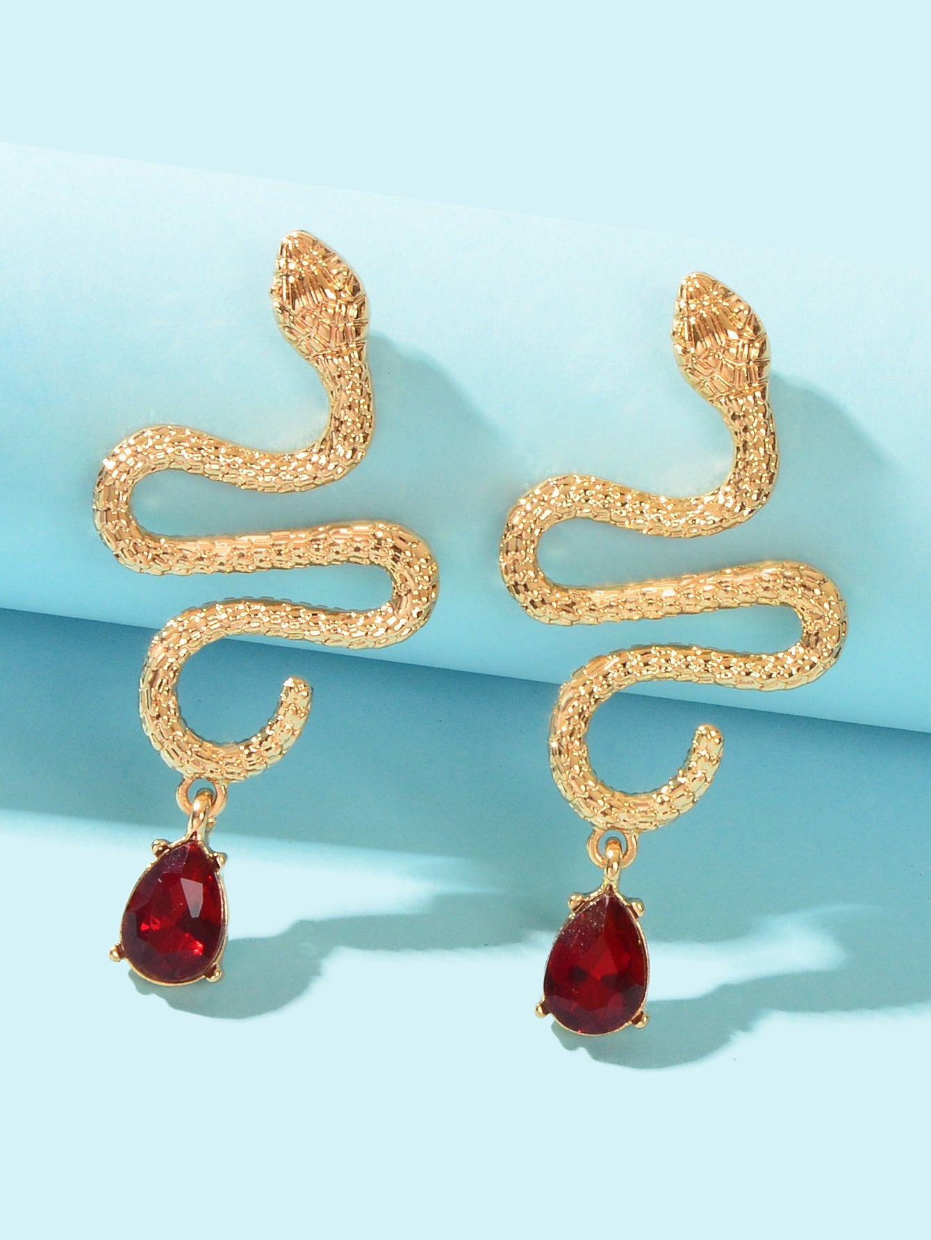 Snake Drop Earrings Dangle Big Green Rhinestone Emerald Charm Stud Punk Jewelry