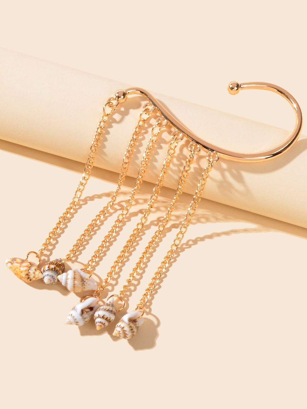 1 pc Boho Chic Long Chain Tassel Conch Ear Cuff Cartilage Wrap Around Earring