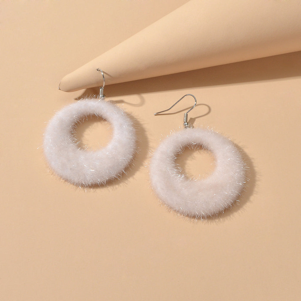 Unique Designer White Circle Big Chunky Dangle Earrings for Women Party Holiday