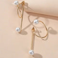 Fashion Jewellery Pearl Gold Circle Stud Curve Stud Earrings Ear Party Teen Gift