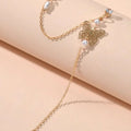 1pc Crystal Pearl Butterfly Long Chain Cartilage Stud Earring Stunning Ear Cuff
