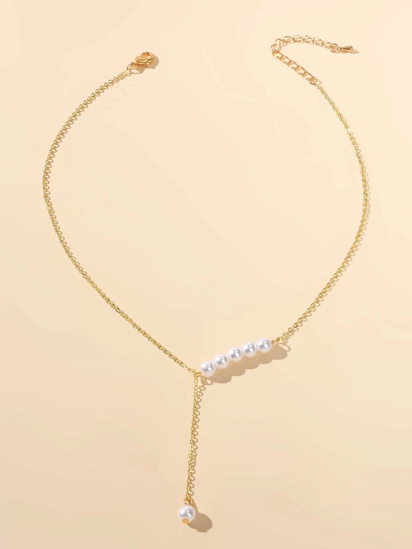 Luxurious jewellery Pearl Gold Silver Chain Y Shape Pendant Necklace Accessories-1