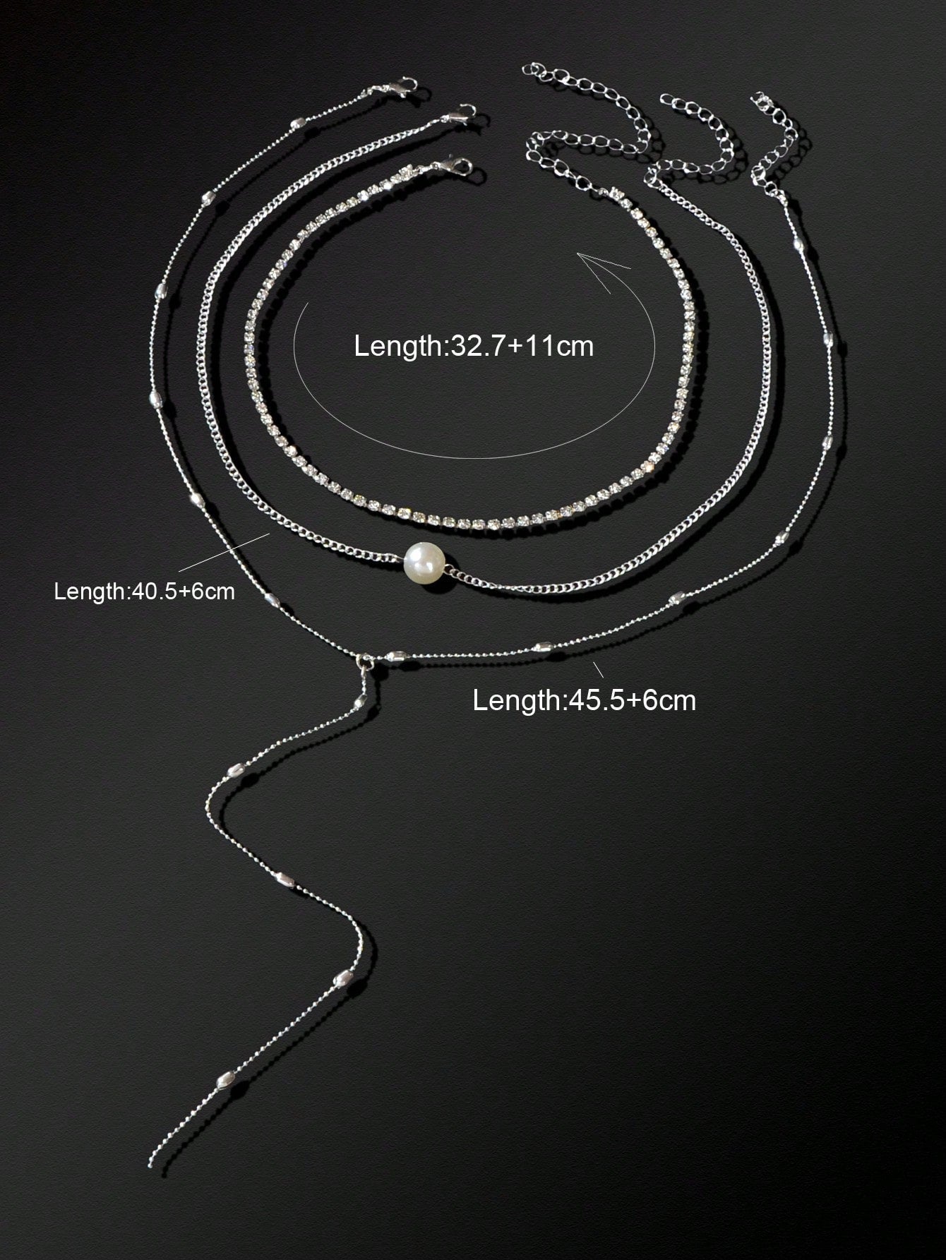 Silver Triple-Layer Chain Long Tassel Necklace Elegant Statement Piece