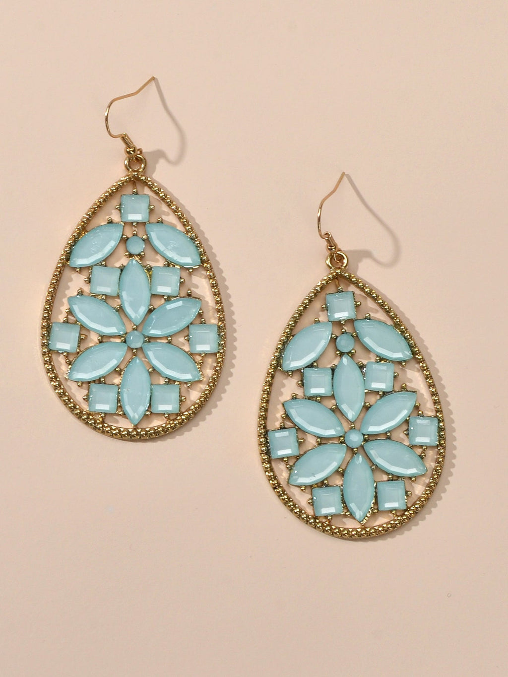 Ladies Jewellery Pink Green Acrylic Flower Water Drop Good Quality Earrings Gift-2