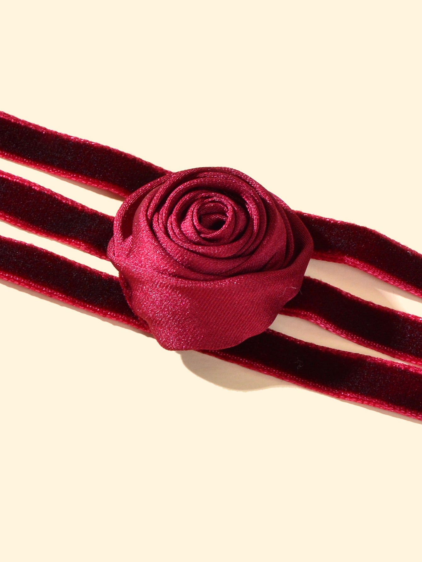 Retro Evening Party Accessories Adjustable Winered Velvet Rose Choker Necklace
