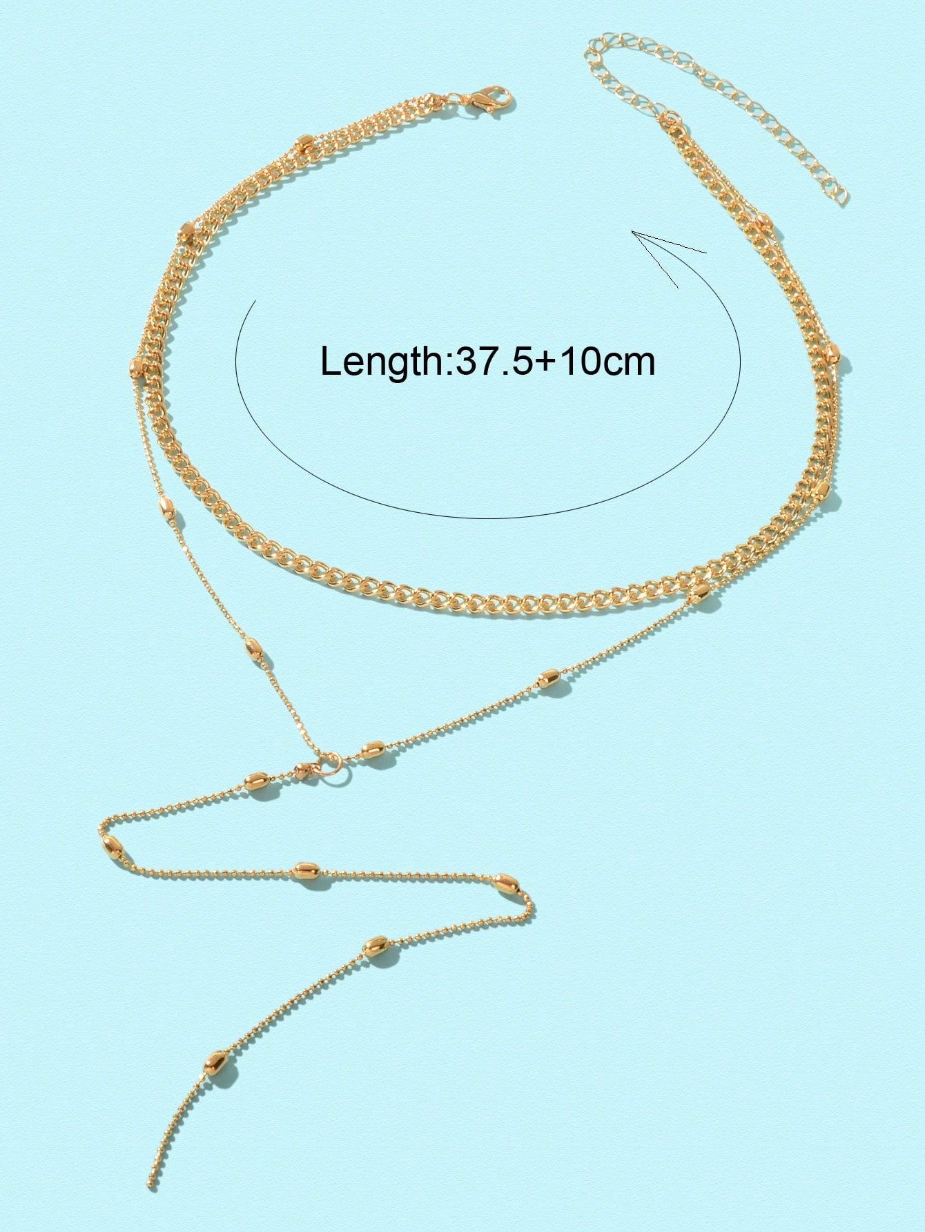 Golden Fringe Necklace with Long Gold Chain Glamorous Accent for Any Ensemble-3