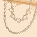 2 pcs Rock Punk Crude Chain Short Necklace Heart Choker Fashion Collar