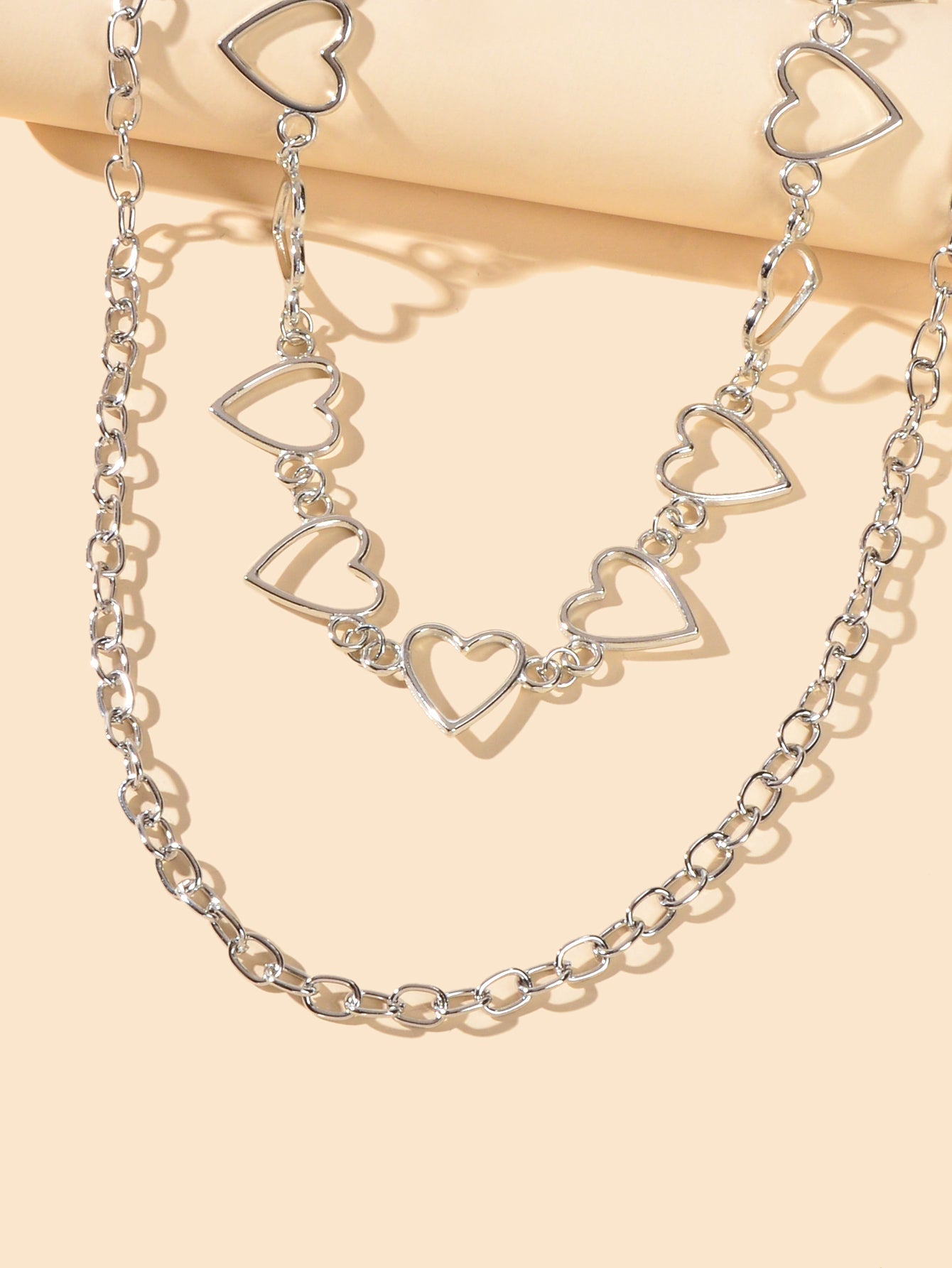 2 pcs Rock Punk Crude Chain Short Necklace Heart Choker Fashion Collar-2