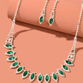 Luxurious Jewellery Set Green Imitation Gemstone Collar Necklace Dangle Earrings
