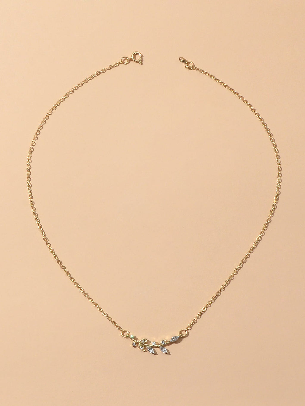 Shining Jewellery Rhinestone Decor Gold Silver Chain Leaf Charm Pendant Necklace